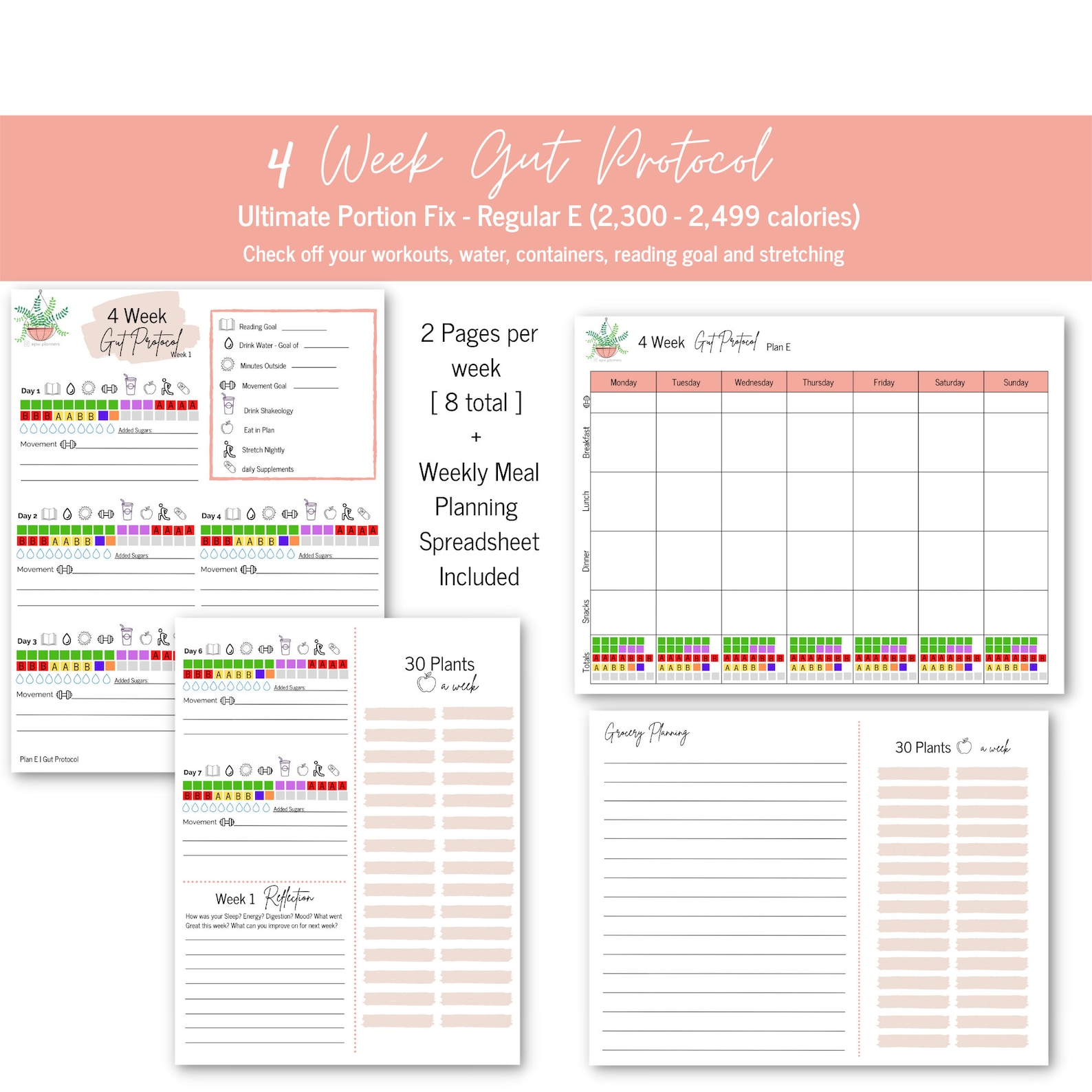 Plan E 4 Week Gut Protocol Tracker Etsy