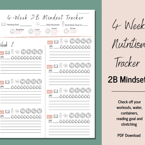 2B Mindset 4-week Wellness Tracker - Etsy