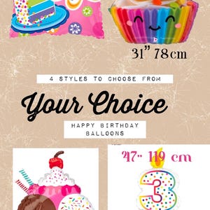 You Pick Happy Birthday Dessert Balloons Cupcake Cake Icecream Sundae Balloons