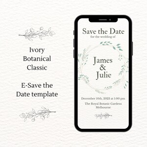 E-Save the Date - Classic Luxury Botanical Ivory - Canva Template