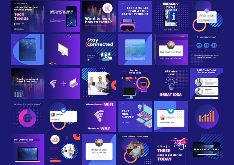 30 Tech Blue Instagram Templates - Etsy