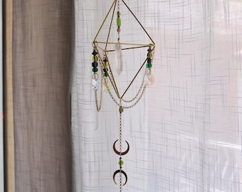 Crystal Suncatcher | Pink Butterfly | Clear Quartz Gems | Bohemian Witchy Spiritual