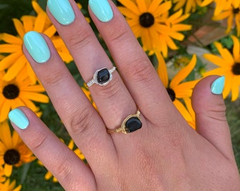 Obsidian Wire Rings