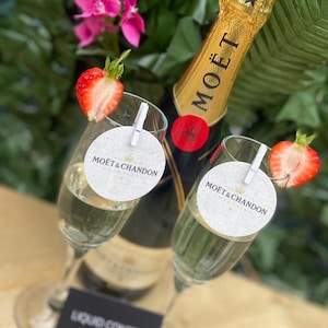12 MOET & CHANDON inspired edible champagne drink toppers  incudes 12 colour matching mini pegs