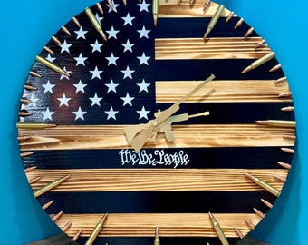 Horloge « We the people », horloge drapeau américain, horloge rustique des États-Unis, horloge murale patriotique, horloge drapeau des États-Unis, horloge murale de l'Amérique, cadeau de chasse américain