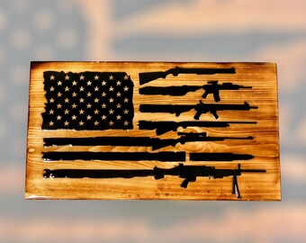 22”x12” American flag rustic with epoxy