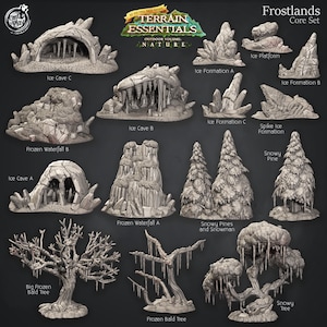 Frostland Core Set, Scatter Terrain Essentials Cast N Play 32mm Scale Miniatures Tabletop DnD Frostgrave RPG Painting Collecting