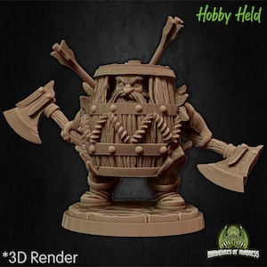 Klaus The Barrel, Dwarves, Miniatures of Madnes, 32mm Scale, for Tabletop, Dungeons and Dragons, Frostgrave and RPG