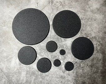 Tabletop Round Bases printed from PLA, 25 mm 32 mm 40 mm 50 mm 60 mm 80 mm 100 mm 130 mm