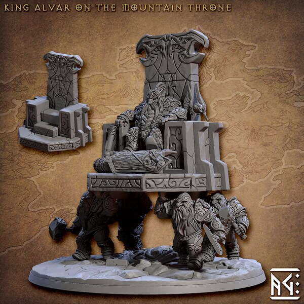 Alvar on Mountain Throne, Defenders of Lok-Badar, Artisan Guild, 32mm Scale, for Tabletop, Dungeons and Dragons, Frostgrave and RPG