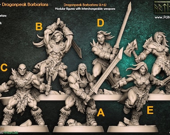 Dragonpeak Barbarians, Artisan Guild, 32 mm Scale, Tabletop, Dungeons and Dragons, Frostgrave and RPG