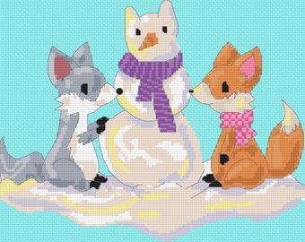 Foxes in the Snow Cross Stitch Pattern