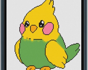 Kawaii Budgie Cross Stitch Pattern