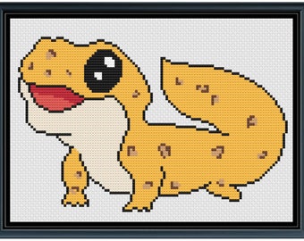 Kawaii Gecko Cross Stitch Pattern