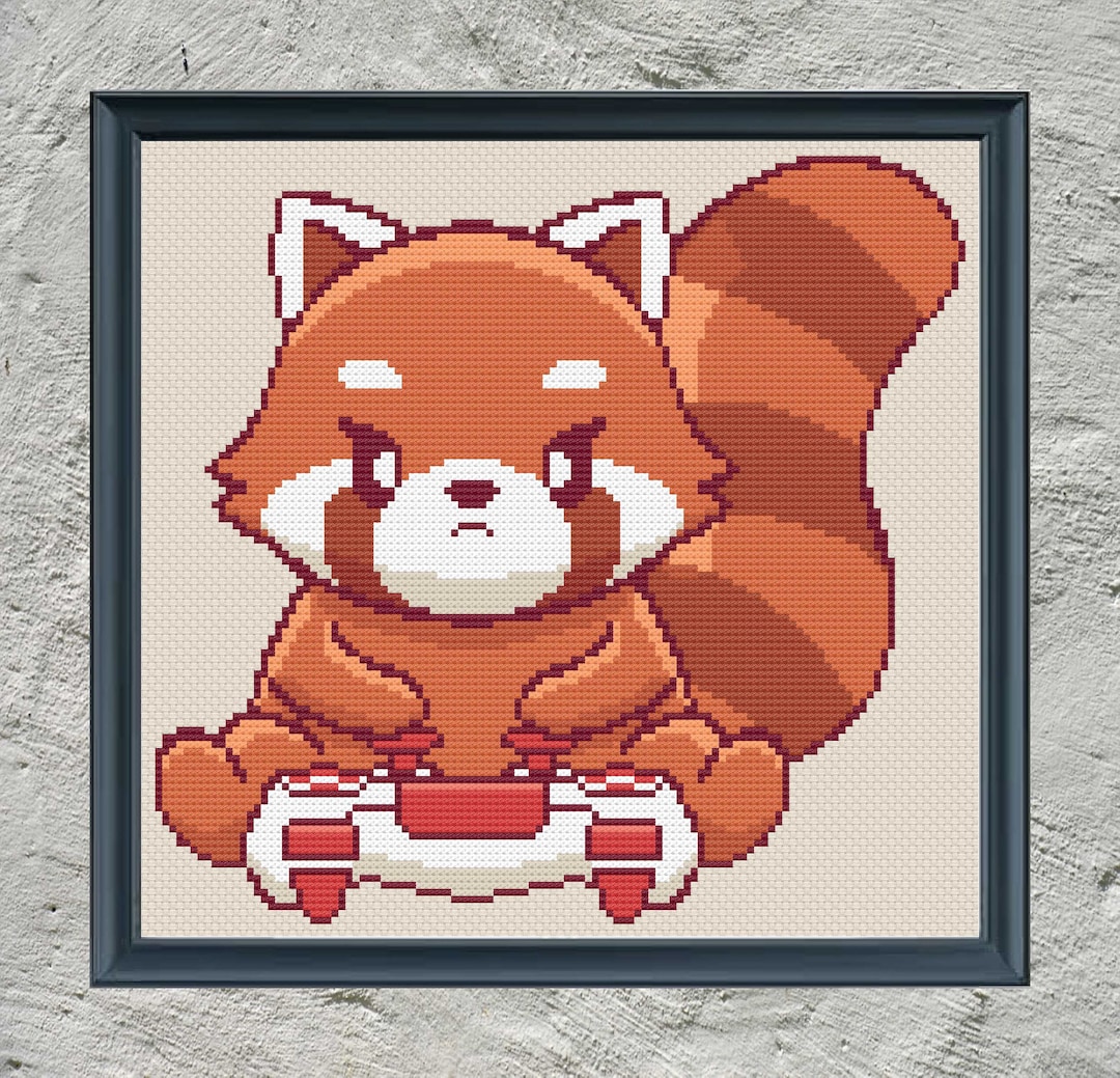 Gaming Red Panda Cross Stitch Pattern - Etsy
