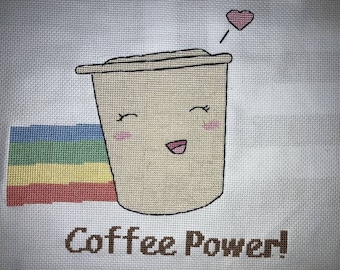 Coffee Power Cross Stitch Pattern