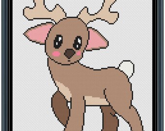 Kawaii Caribou Cross Stitch Pattern