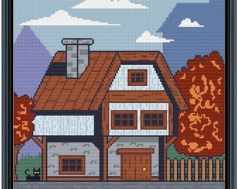 Tavern cross stitch pixel art pattern full coverage