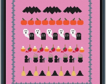 Halloween Sampler Cross Stitch Pattern