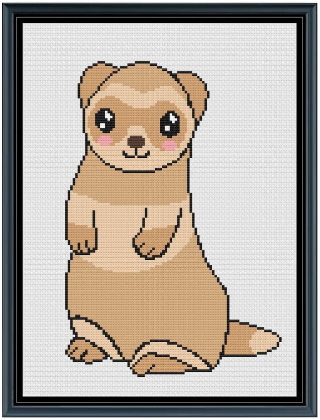 Kawaii Ferret Cross Stitch Pattern