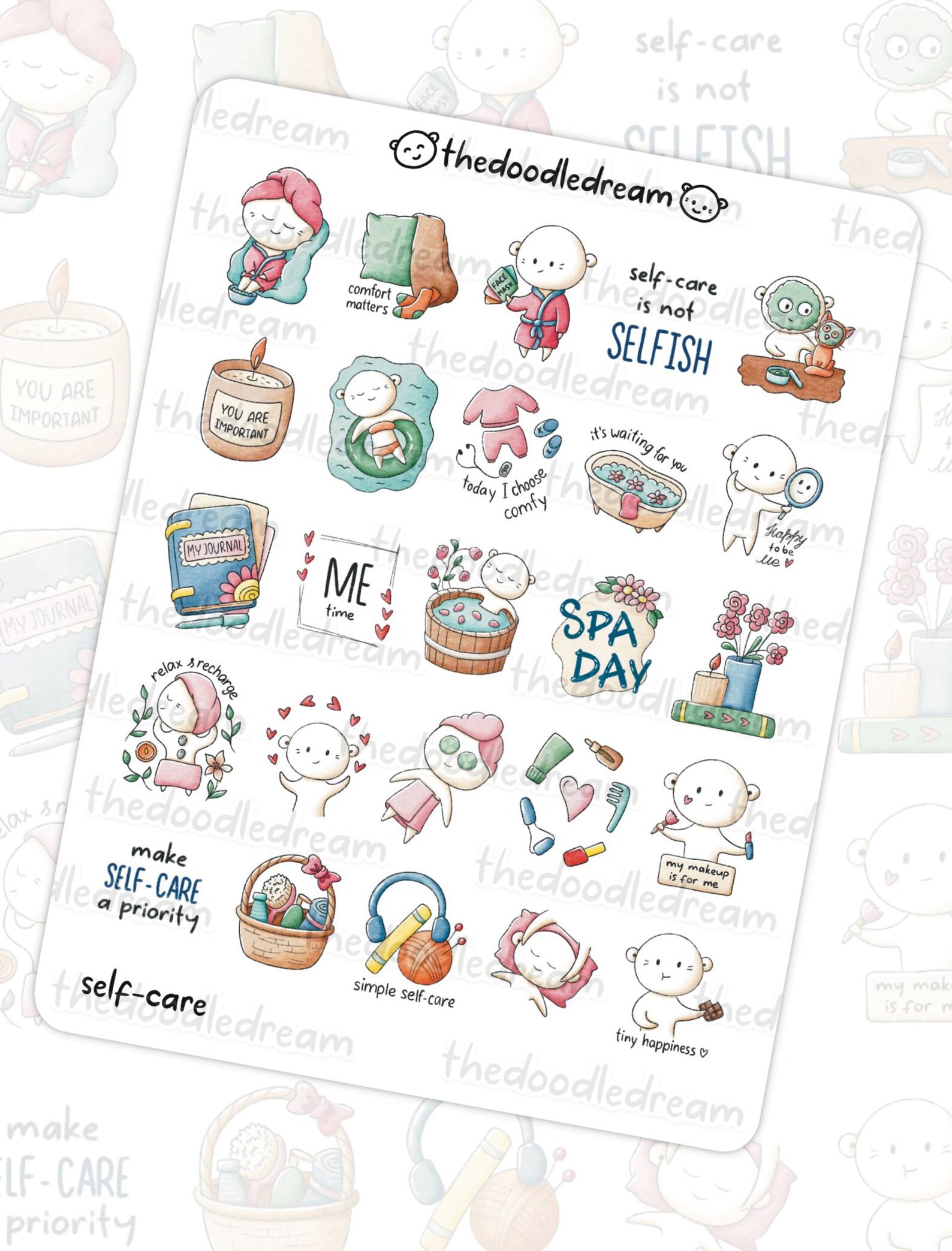Self Care Kawaii Planner Stickers & Junk Journal - Etsy