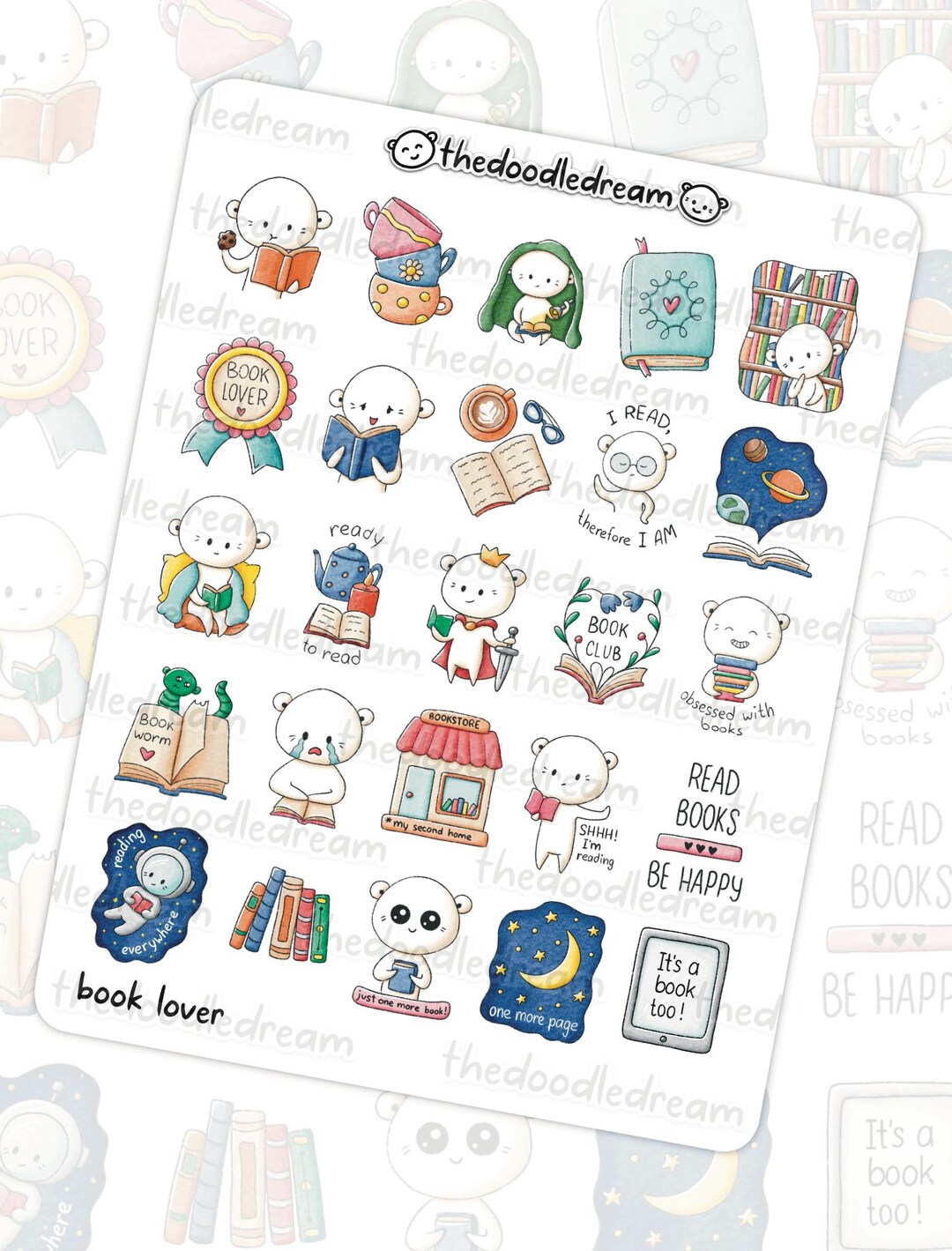 Kawaii Book Lover Sticker Sheet | Cozy Reading Planner Stickers - Etsy
