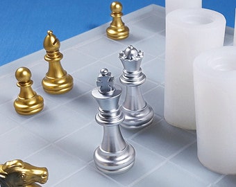 7pcs Chess Board Chess Piece Silicone Resin Mold Chess Board Molds