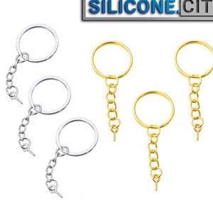 DIY Keychain Sets: 25mm Keychain Rings with Jump Rings, Silver-Plated - Perfect for DIY Projects