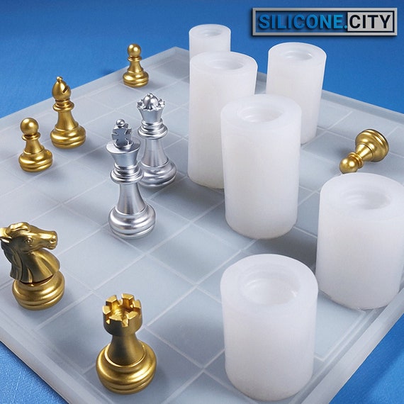 7pcs Chess Board Chess Piece Silicone Resin Mold Chess Board Molds