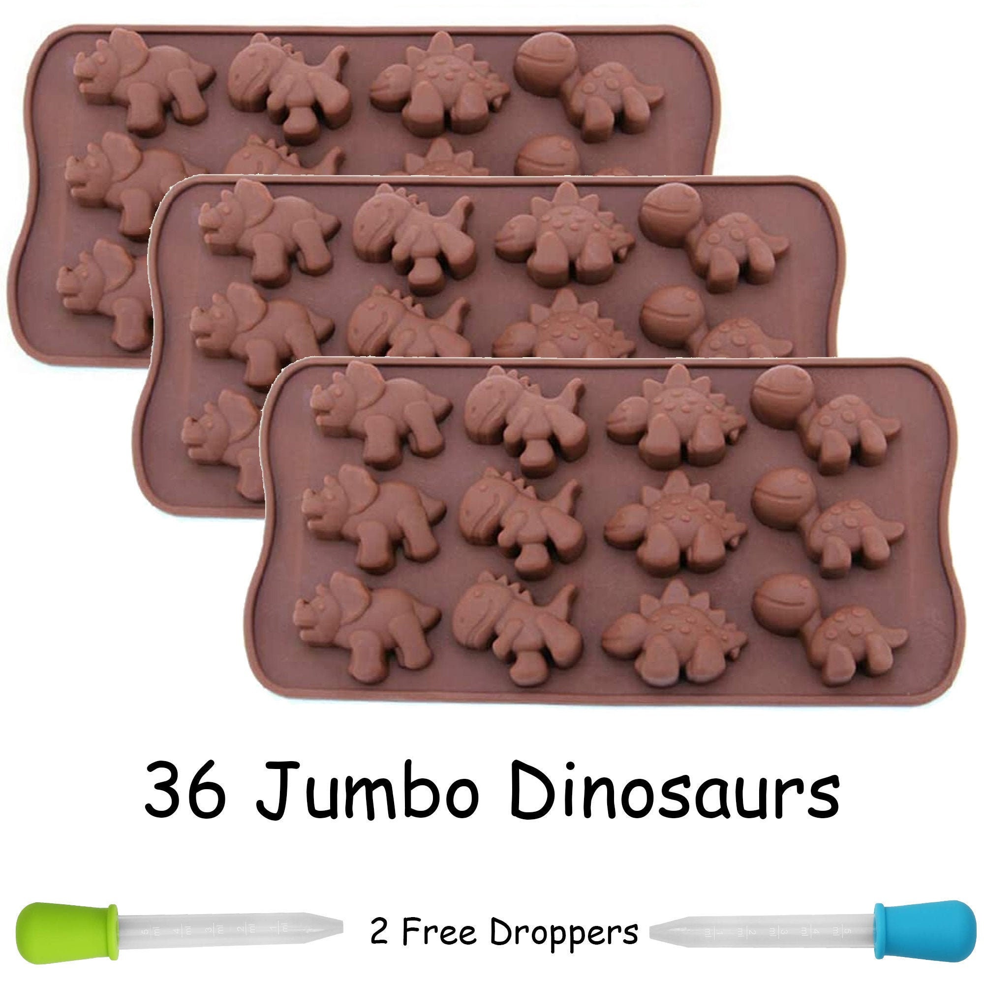 Stareal 2pcs Dinosaur Molds Silicone, Dinosaur Candy Chocolate Molds,  Animal Dinosaur Jello Molds Silicone for Children, Dino Cookie Cutters  Molds