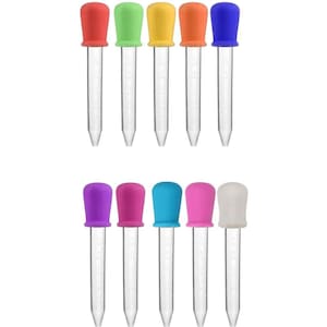 10 Pieces Pipettes Silicone and Plastic Dropper Pipettes Liquid Droppers  for Candy Sweet Kids Children Kitchen Gummy Mold and 10