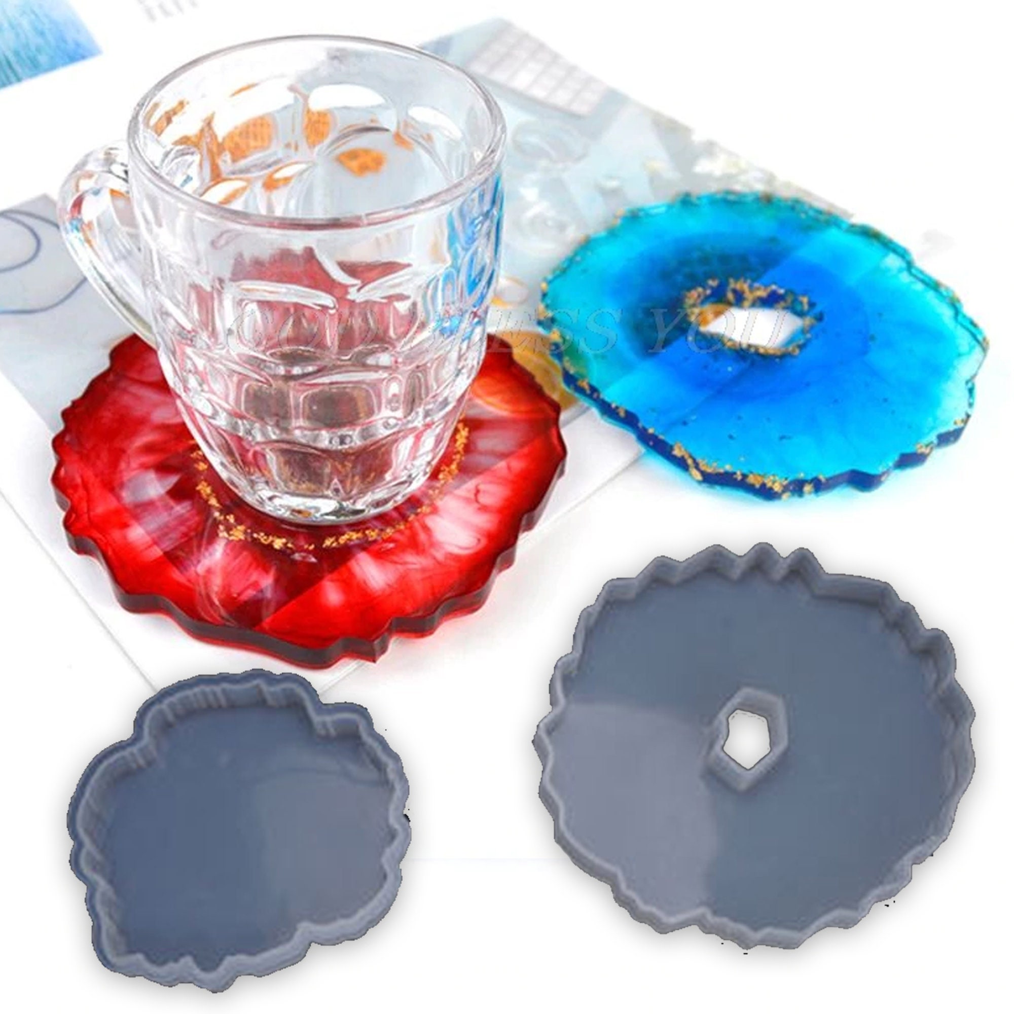 Resin Coaster Molds Silicone Agate Coaster Molds Glossy Etsy