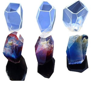 Gem Stone Crystal Silicone Candle Molds - Set of 3 Large Geometric Designs for Resin, Soap & Candle Making - Food-Grade Safe