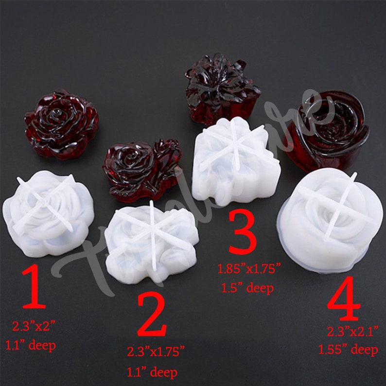 Silicone Rose Mold - Silicone Flower Mold - Resin Mold - Chocolate Mold Candy Mold - Flower Candle Melt Mold - Flower Candle Mold image 2