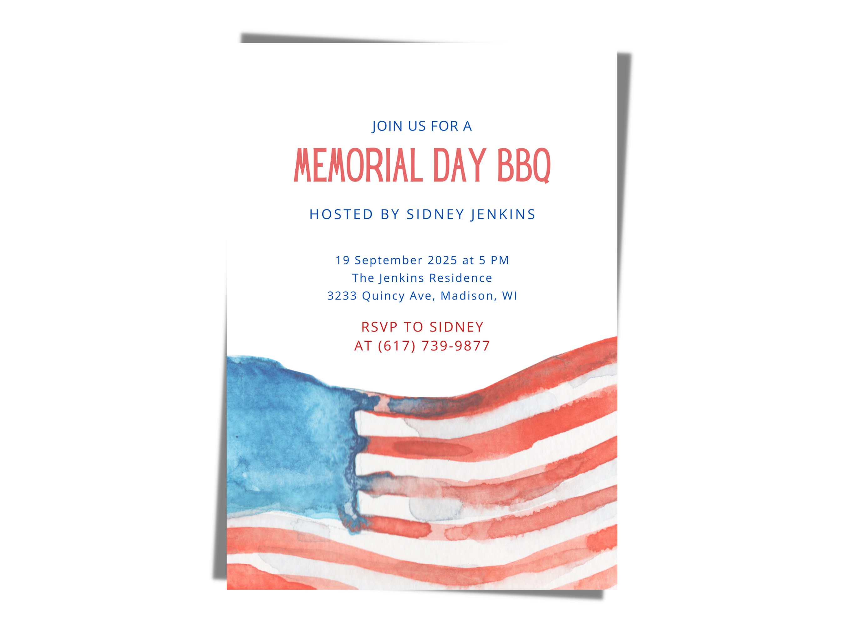 Memorial Day Invitation Template Printable Memorial BBQ Invitation