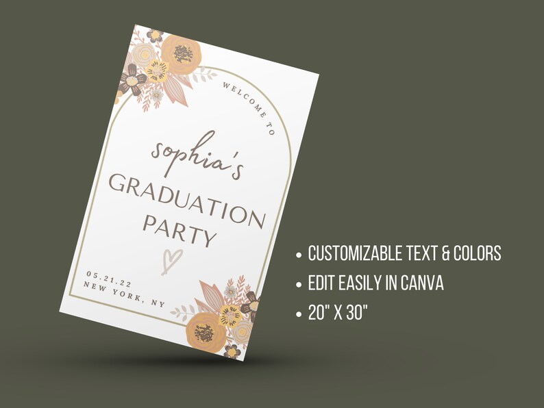 Graduation Party Sign Template | Boho Graduation Announcement | Modern ...