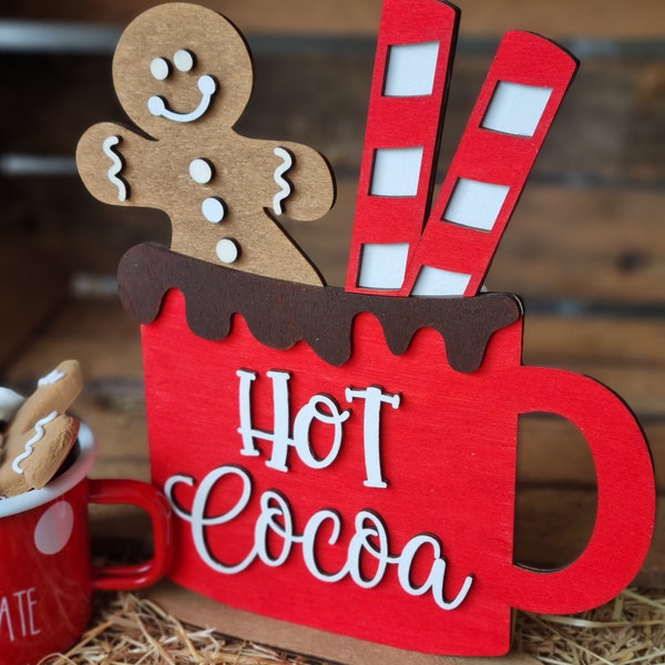 Weihnachts Dekoration, 3 D XL Lebkuchenmännchen Schild, Künstliche Heiße Schokolade Tasse