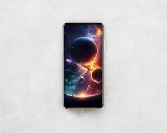 Universe and Space Travel Phone Wallpaper - Digitally Created Art - Instant Download