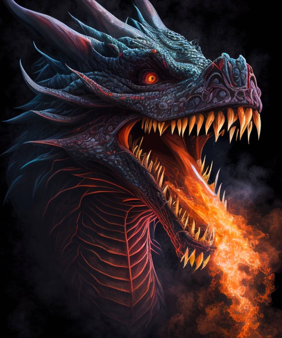 House of Dragon - Dragon in Fire Wall Mural | Buy online at