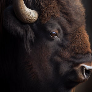 Digital Portrait of Bison: Unique Wall Art for Nature and Animal Lovers