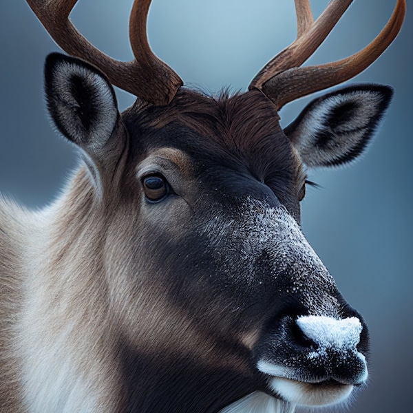 Realistic Digital Caribou Portrait: Perfect for Phone Wallpaper or Stunning Poster Art