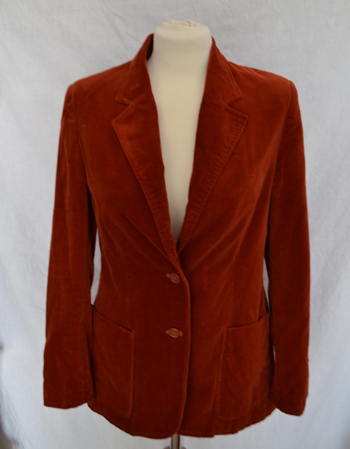 Vintage Fitted Velvet Rust Color Blazer Size S - Etsy