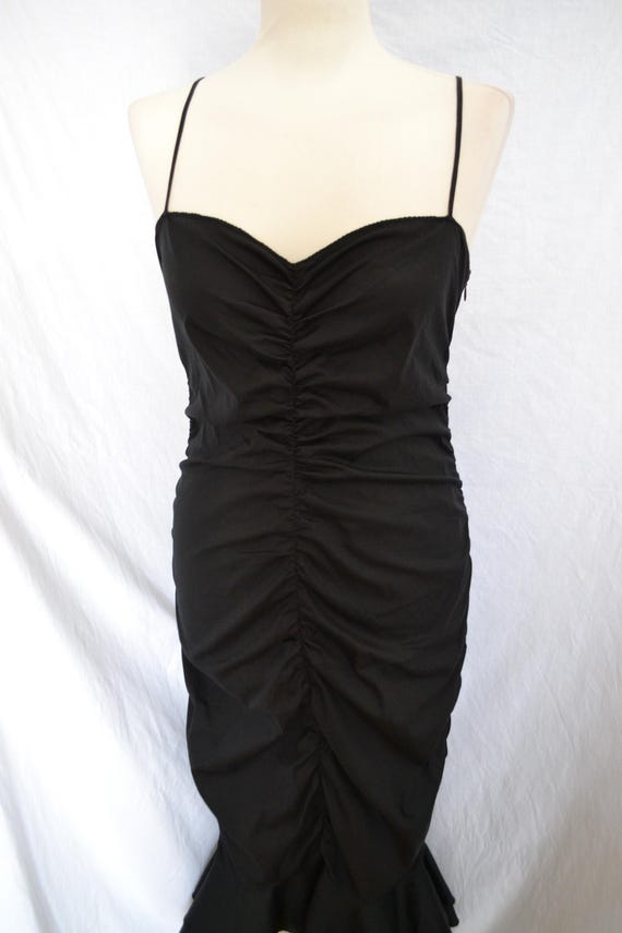 moschino cheap and chic black dress Vintage strappy fitted ruffle size M listing:81f86596-472e-4955-98f8-039ee6a7ab6f Cherry Wine Off Shoulder 8-5-26-WAREHOUSE