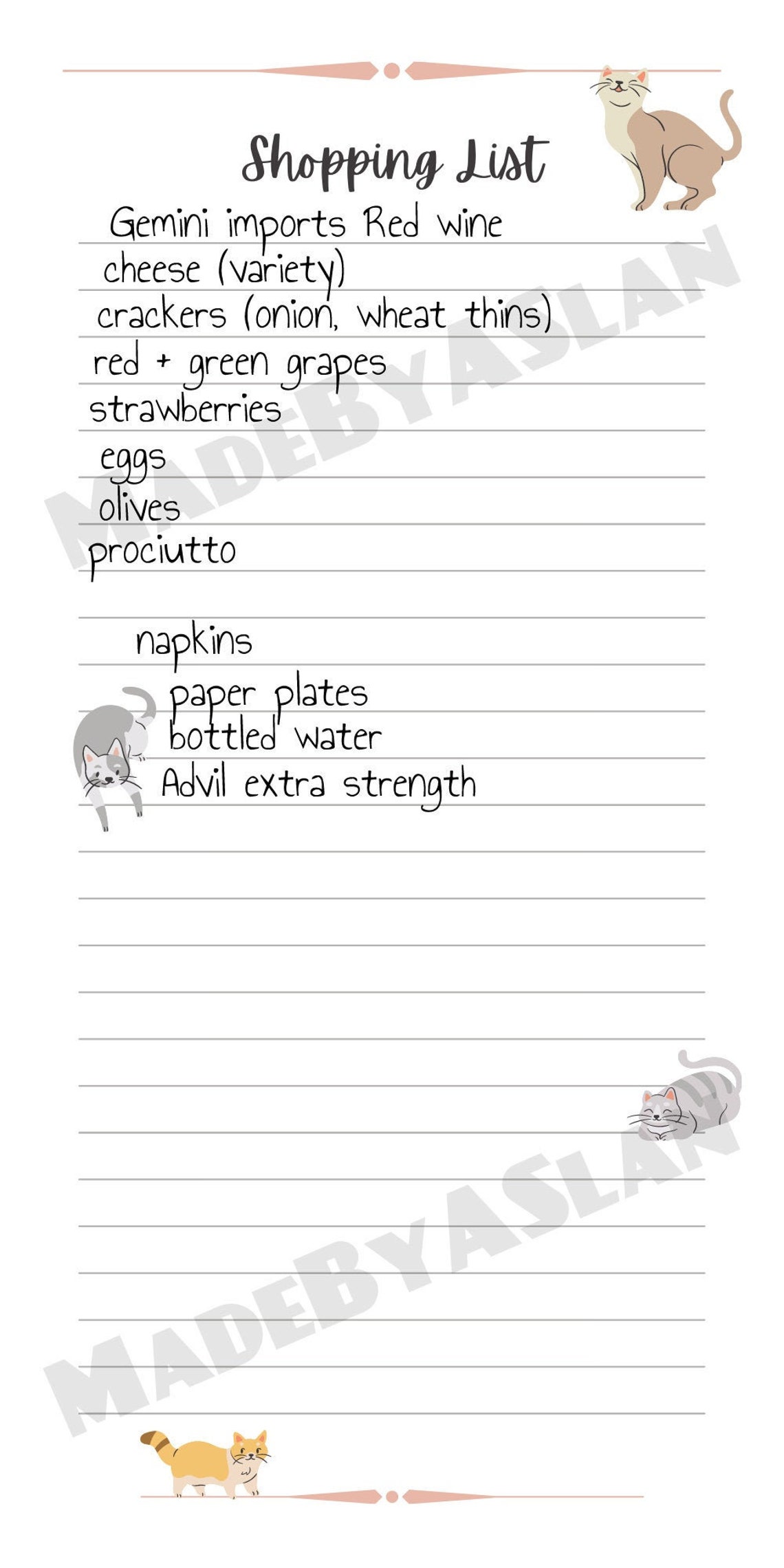 Cat Lover Shopping List Etsy UK