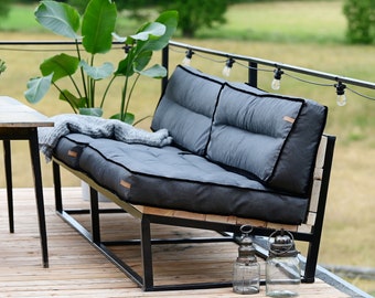 Rexproduct Bergamo, oreiller de jardin, en 4 couleurs de gris et noir, imperméable, facile à laver, ensemble et oreillers simples