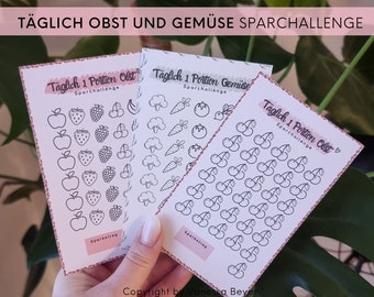 Täglich Obst und Gemüse Sparchallenge passend für die A6 Umschlagmethode