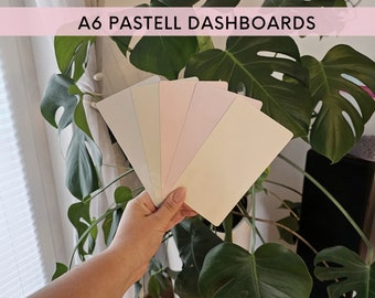 A6 Pastell Dashboards foliert und beidseitig bedruckt, Dashboards für die Umschlagmethode