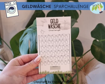 Geldwäsche Sparchallenge, Printversion, passend für den A6 Umschlag, Sparchallenge, Waschgeld
