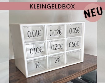 Kleingeldbox zur Aufbewahrung für Kleingeld für die Umschlagmethode, Kleingeldchallenge, Aufbewahrungsbox mit Schubladen