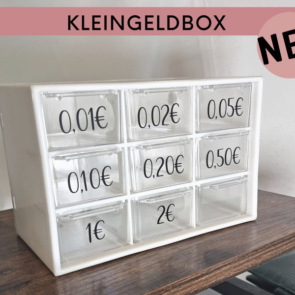 Kleingeldbox zur Aufbewahrung für Kleingeld für die Umschlagmethode, Kleingeldchallenge, Aufbewahrungsbox mit Schubladen